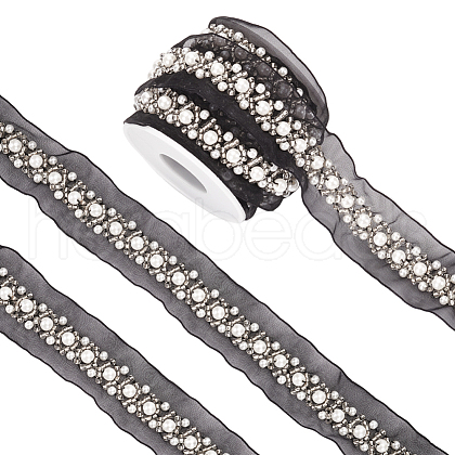 BENECREAT Grenadine Mesh Lace Trim with Plastic Pearl OCOR-BC0007-32B-1