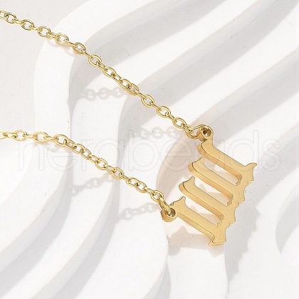 304 Stainless Steel Number 11:11 Pendant Necklaces NJEW-NH0002-01G-04-1