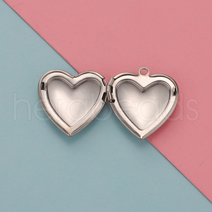 Stainless Steel Locket Pendants HEAR-PW0001-067P-1