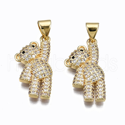 Brass Micro Pave Clear Cubic Zirconia Pendants ZIRC-S067-040-NR-1