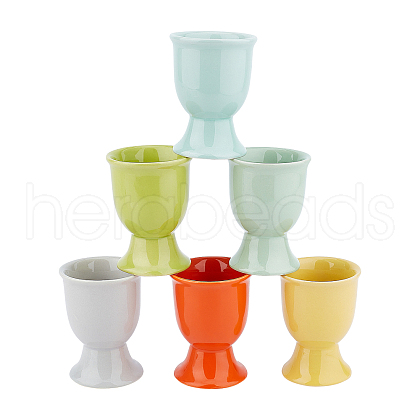 Olycraft 6Pcs 6 Colors Ceramic Baker Ross Egg Cups AJEW-OC0002-80-1