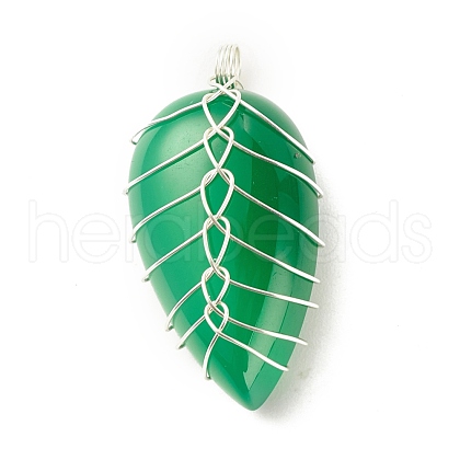 Natural Green Onyx Agate Pendants PALLOY-JF01384-01-1