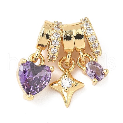 Brass Micro Pave Cubic Zirconia Beads KK-D357-20G-1
