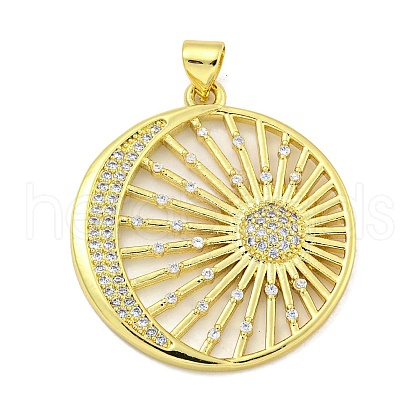 Rack Plating Brass Micro Pave Clear Cubic Zirconia Pendants KK-B091-35G-1