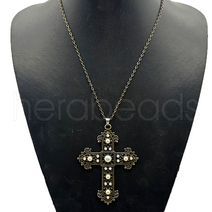 Alloy Rhinestone Pendant Necklaces SG2819-4-1