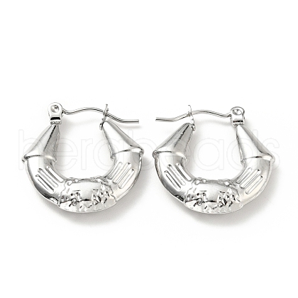 Tarnish Resistant 304 Stainless Steel Twist Teardrop with Cross Hoop Earrings for Women EJEW-G293-09P-1
