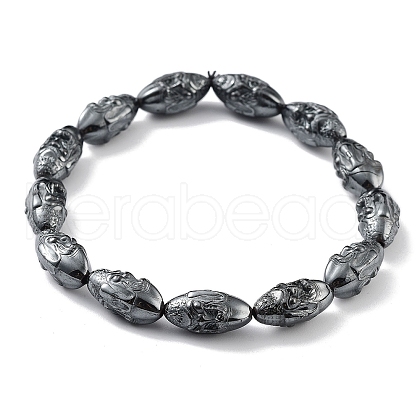Non-Magnetic Synthetic Hematite Beaded Stretch Bracelets BJEW-H589-01G-1