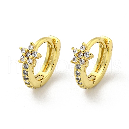 Brass Micro Pave Cubic Zirconia Hoop Earring EJEW-C088-14A-G-1