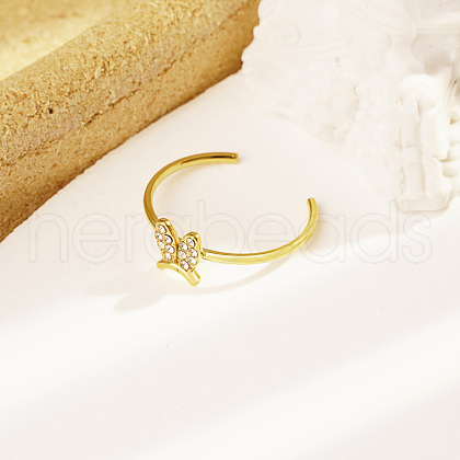 Stainless Steel with Rhinestone Adjustable Open Cuff Rings for Women CP6177-1