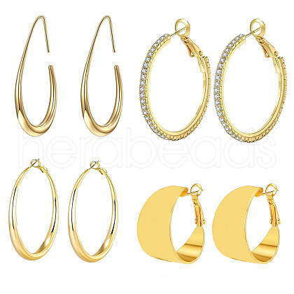 4Pairs Teardrop & Ring Brass Earring Sets FS-WG1287F-09-1