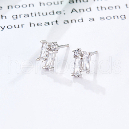 Cubic Zirconia Rectangle Stud Earrings GZ2843-3-1