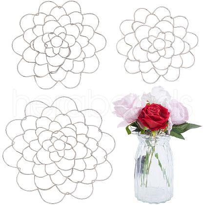 3Pcs 3 Style 201 Stainless Steel Flower Arrangement Insert Lids FIND-WH0260-29-1