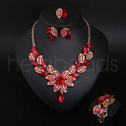 Leaf Alloy Glass Jewelry Sets for Women FS-WG27195-01-1