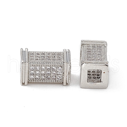 Brass Micro Pave Clear Cubic Zirconia Beads KK-E068-VB457-1