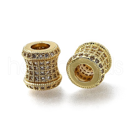 Brass Micro Pave Clear Cubic Zirconia European Beads ZIRC-I070-042G-1