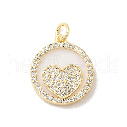 Brass Micro Pave Clear Cubic Zirconia Pendants KK-Z073-23G-1