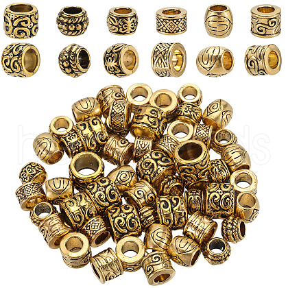 SOFPLATE 60Pcs 6 Styles Tibetan Style Alloy European Beads TIBEB-SP0001-06-1