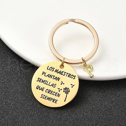 201 Stainless Steel & Brass Letter Keychain KEYC-YW00095-16-1