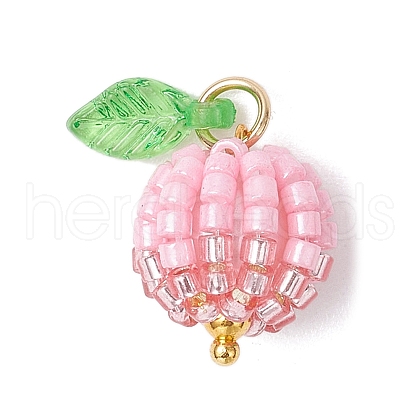 Glass Seed Beaded Berry Fruit Pendants PALLOY-MZ00729-02-1