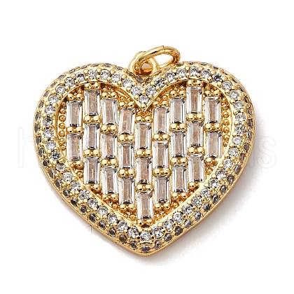 Brass Micro Pave Clear Cubic Zirconia Pendants KK-U076-21G-1