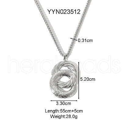 Stainless Steel Textured Pendant Necklaces for Women DY3365-7-1