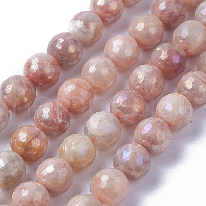 Electroplate Natural Sunstone Beads Strands G-F627-03-D01-1