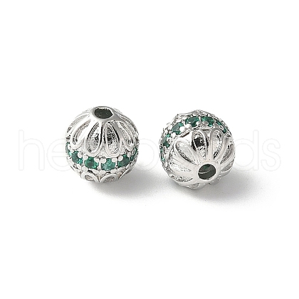 Brass Micro Pave Cubic Zirconia Beads KK-U067-06P-03-1