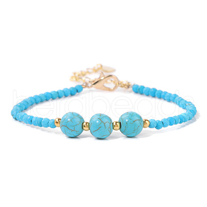 Round Synthetic Turquoise Beaded Bracelets ZS3051-3-1