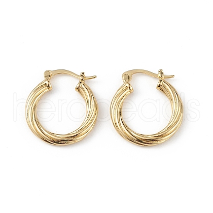 Brass Grooved Ring Hoop Earrings for Women EJEW-L234-087G-1