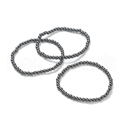 Synthetic Non-magnetic Hematite Beaded Stretch Bracelets BJEW-D446-A-22-1