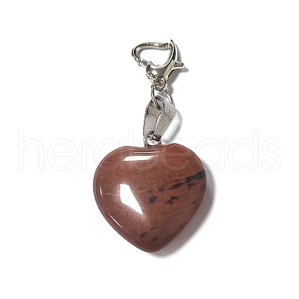 Natural Mahogany Obsidian Pendant Decorations PALLOY-PH01402-02-1