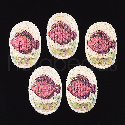 Handmade Reed Cane/Rattan Woven Beads WOVE-T006-116-1