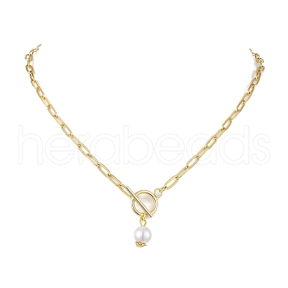 Imitation Pearl Beads Pendant Necklaces NJEW-JN04732-01-1