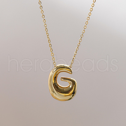 Brass Chunky Initial Pendant Necklaces WG97A63-07-1