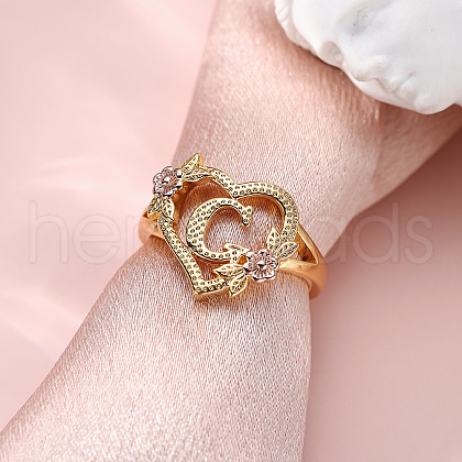 Heart with Flower Hollow Out Brass Finger Rings FS-WG99C3E-33-1