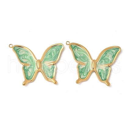304 Stainless Steel Enamel Pendants STAS-V015-61B-G-1