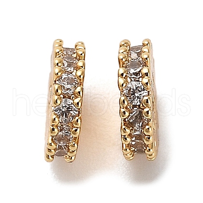 Brass Micro Pave Clear Cubic Zirconia Beads KK-B110-07G-1