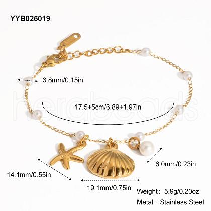 Summer Shell Starfish Stainless Steel Charm Bracelets ME5016-1-1