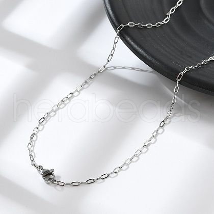 Non-Tarnish 304 Stainless Steel Paperclip Chain Necklace with Lobster Claw Clasps for Men Women NJEW-H205-03P-01-1