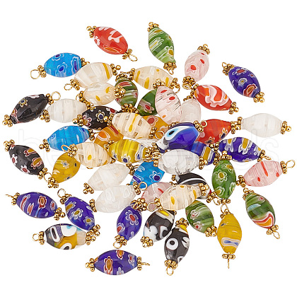   50Pcs Handmade Millefiori Beads Pendants PALLOY-PH0022-35-1