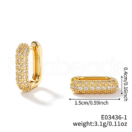 Elegant Brass Clear Cubic Zirconia Hoop Earrings RO7154-3-1