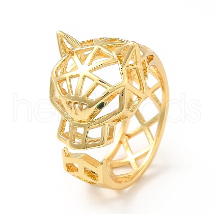 Brass Cubic Zirconia Cuff Ring KK-H433-03G-1