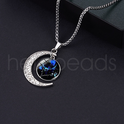 Alloy & Glass Luminous Moon Constellation Pendant Necklaces WG12A0F-02-1