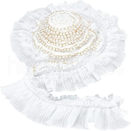  Pleated Chiffon Flower Lace Trim SRIB-NB0001-08-1