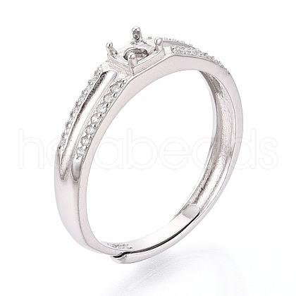 Rhodium Plated 925 Sterling Silver Micro Pave Cubic Zirconia Solitaire Ring Settings STER-T008-15P-1