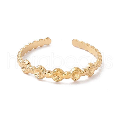 Ion Plating(IP) 304 Stainless Steel Flat Round Open Cuff Ring for Women RJEW-H107-08G-1