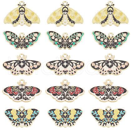 SUNNYCLUE 20Pcs 5 Styles Alloy Enamel Pendants ENAM-SC0005-43-1