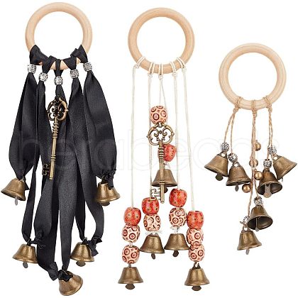 Olycraft 3Pcs 3 Style Alloy Witch Bells Pendant Decorations HJEW-OC0001-14-1