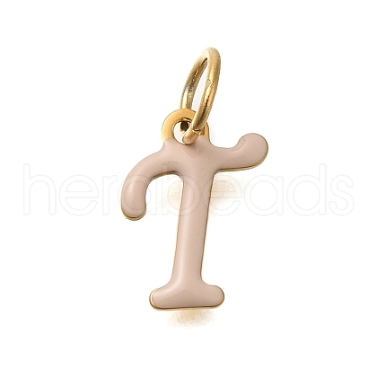 Ion Plating(IP) 304 Stainless Steel Enamel Alphabet Charms STAS-F308-02G-T-1