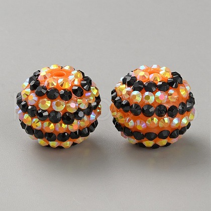 Halloween Theme Resin Rhinestone Beads RB-WH0003-08O-1